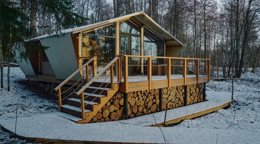 Лодж Лодж лесной 2-местный с террасой и огромными панорамными окнами